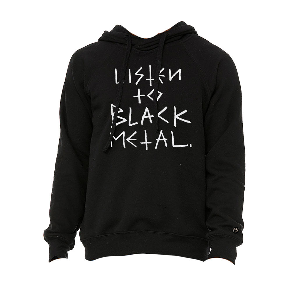 Black Metal Distressed Pullover Hoodie (Black)